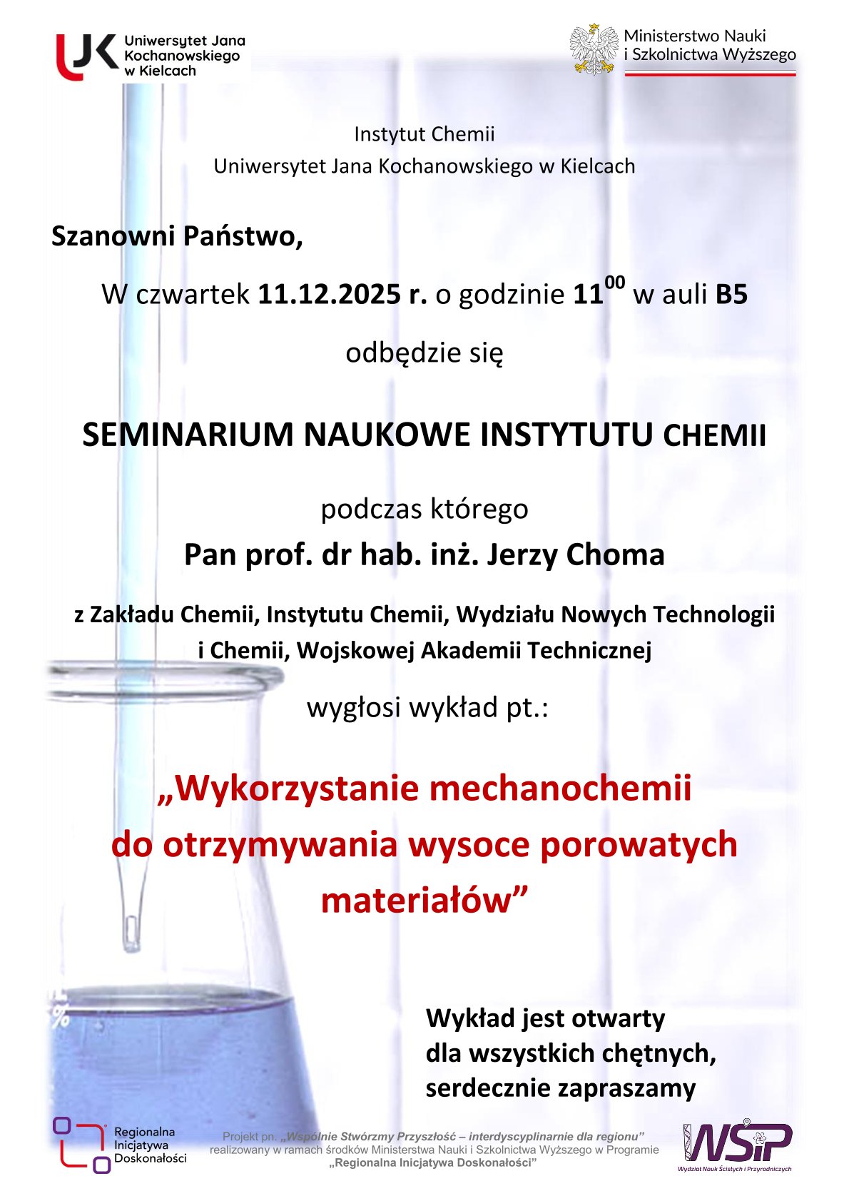 Wykład Pana prof. dr hab. inż. Jerzego Chomy